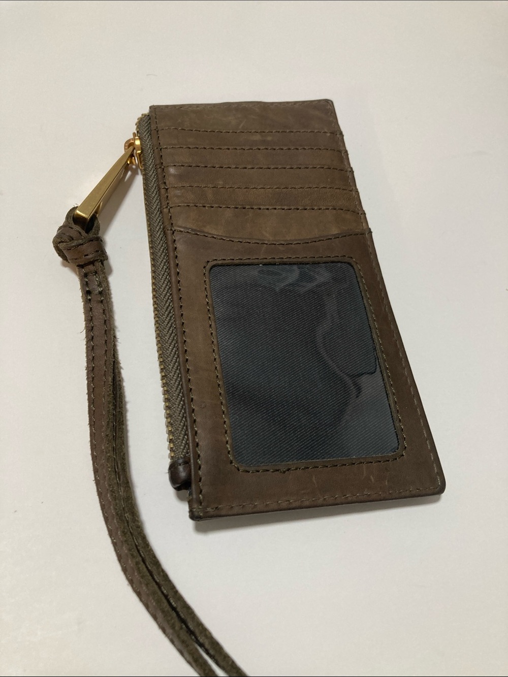 margot Brown Leather Wristlet with Gold Hardware
